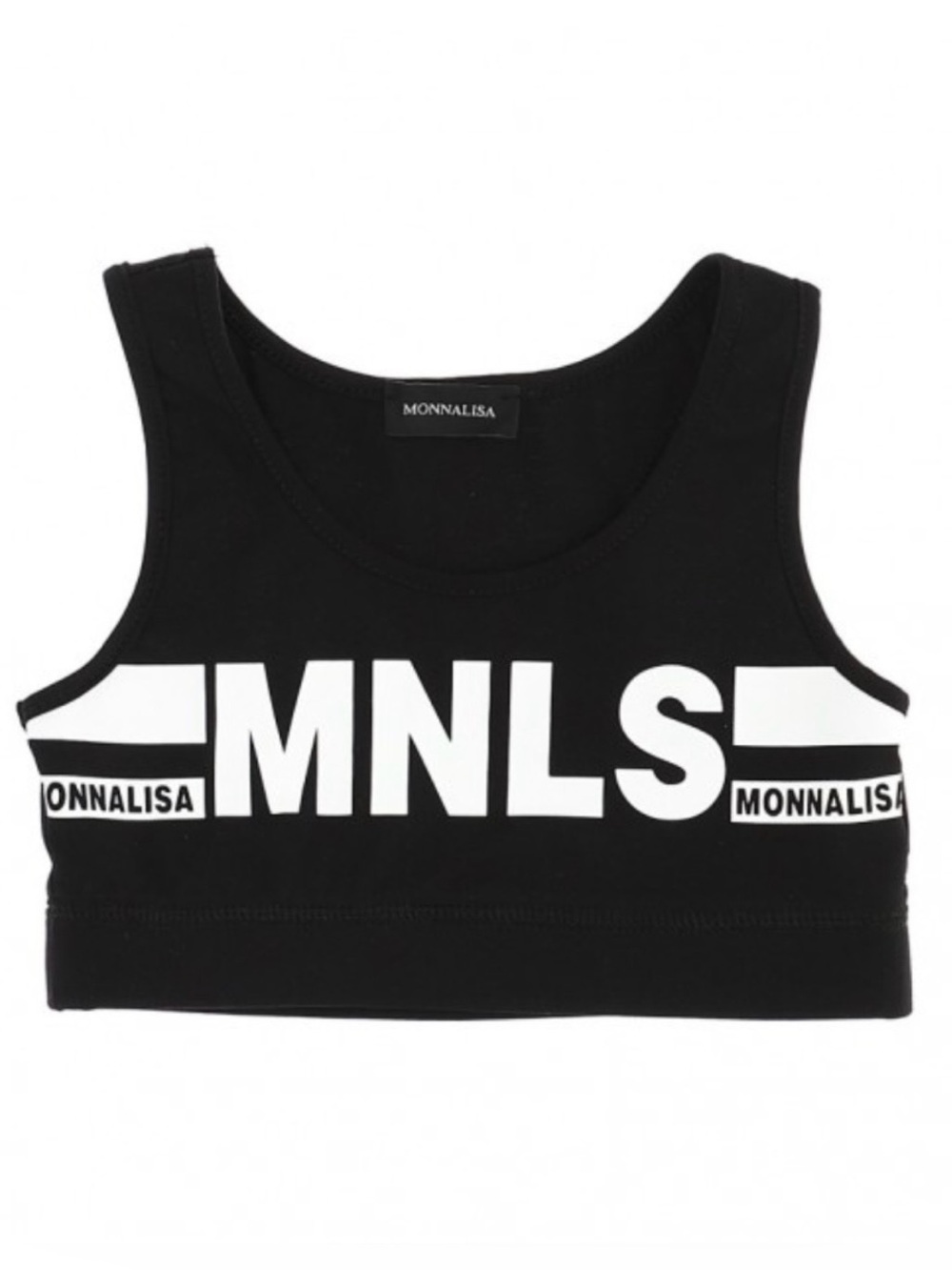 MonnaLisa Girls MNLS Logo Crop Tank Top/Sports Bra, Black, 12Y